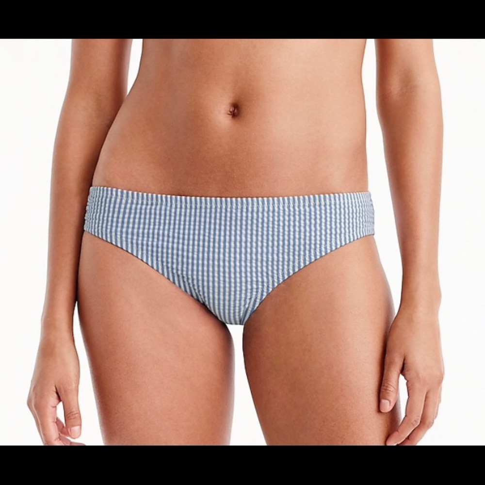 Blue Seersucker bikini bottoms, j.crew small NEW